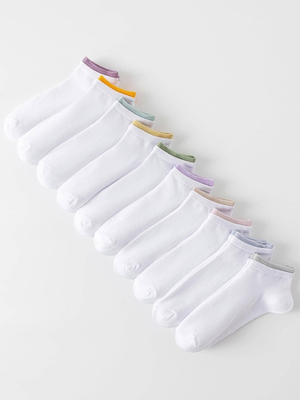 Mujer 10 pares Calcetines tobilleros de dos tonos casual para vida diaria