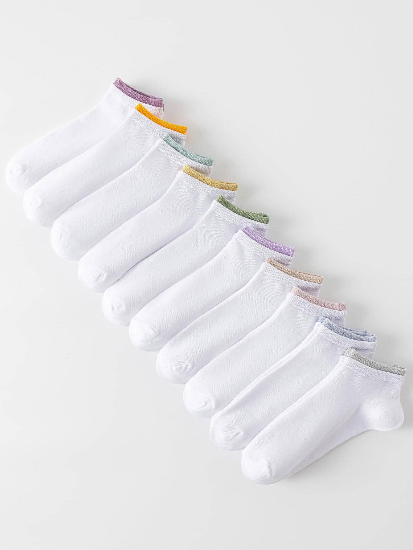 Mujer 10 pares Calcetines tobilleros de dos tonos casual para vida diaria - Multicolor - Ver 1