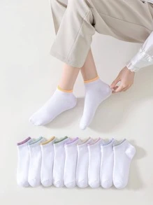 Mujer 10 pares Calcetines tobilleros de dos tonos casual para vida diaria - Multicolor - Ver 3