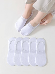 6雙女士素色休閒船襪適用於日常生活 - 白色 - 查看 3