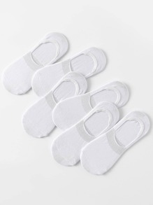 6雙女士素色休閒船襪適用於日常生活 - 白色 - 查看 2