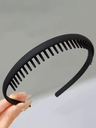 1pc Women Solid Casual Headband For Daily Life,Hairband,Hair Hoop ,Zig Zag Headband Headbands, Black ,Makeup Headband Hair Accessories