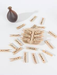 25 piezas Pinza de ropa de madera - Beis - Ver 3