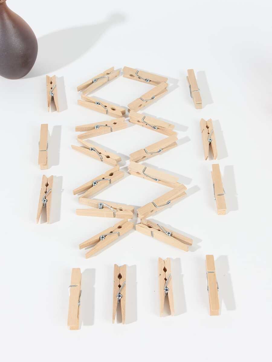 25 piezas Pinza de ropa de madera - Beis - Ver 1