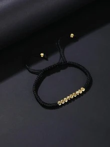 1入組4.0mm紋理質感紋理釘珠編織細繩手鏈帶可調節結