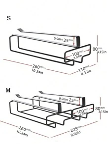 1入組櫥櫃懸掛掛鉤極簡黑色鐵杯子懸掛收納支架 - 黑色 - 查看 3