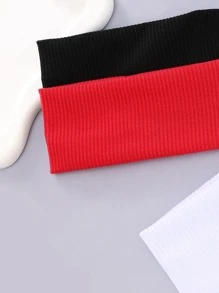 3入組女士素色休閒髮帶適用於運動 - 彩色 - 查看 4