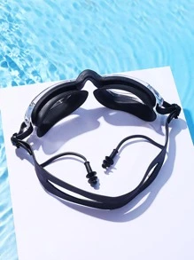 Adult Men's And Women's High Definition Anti-fog Swimming Goggles - Black - View 2