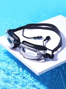 Adult Men's And Women's High Definition Anti-fog Swimming Goggles - Black - View 1