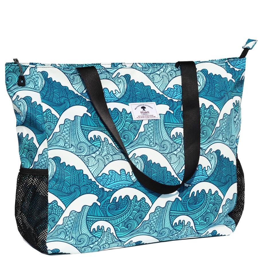 LARGE BEACH BAG Water Resistant Lightweight 20 inch Women Tote Bag for Gym Beach Travel Pool Yoga Nurse - 藍色 - 查看 1