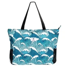 LARGE BEACH BAG Water Resistant Lightweight 20 inch Women Tote Bag for Gym Beach Travel Pool Yoga Nurse - 藍色 - 查看 4