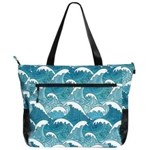 LARGE BEACH BAG Water Resistant Lightweight 20 inch Women Tote Bag for Gym Beach Travel Pool Yoga Nurse - 藍色 - 查看 8