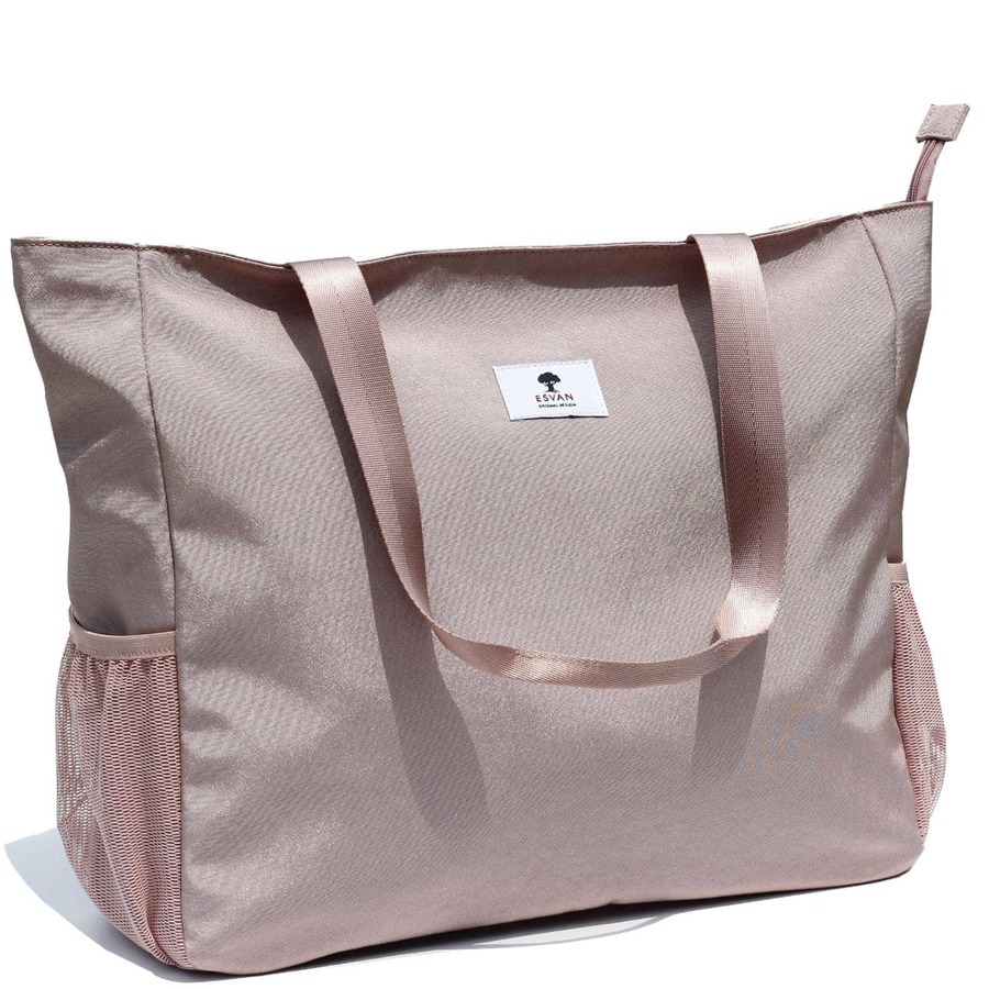 LARGE BEACH BAG Water Resistant Lightweight 20 inch Women Tote Bag for Gym Beach Travel Pool Yoga Nurse - 中紫紅色 - 查看 1