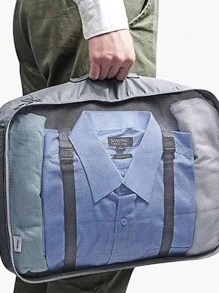 7pcs/set Slogan Graphic Storage Bag, Modern Polyester Travel Storage Bag For Travel - Grey - View 3