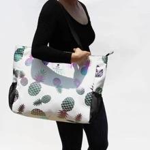 LARGE BEACH BAG Water Resistant Lightweight 20 inch Women Tote Bag for Gym Beach Travel Pool Yoga Nurse - 銀色 - 查看 5