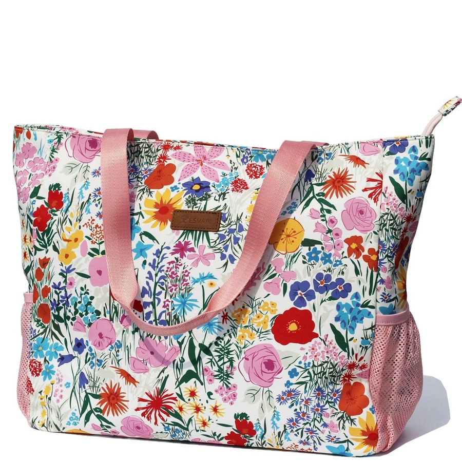 LARGE BEACH BAG Water Resistant Lightweight 20 inch Women Tote Bag for Gym Beach Travel Pool Yoga Nurse - 玫瑰紅 - 查看 1