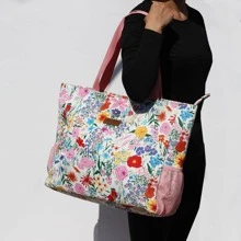 LARGE BEACH BAG Water Resistant Lightweight 20 inch Women Tote Bag for Gym Beach Travel Pool Yoga Nurse - 玫瑰紅 - 查看 6