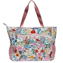 LARGE BEACH BAG Water Resistant Lightweight 20 inch Women Tote Bag for Gym Beach Travel Pool Yoga Nurse - 玫瑰紅 - 查看 7
