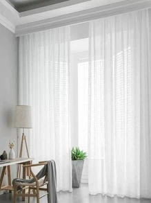 White Sheer Panel Curtain, Modern Polyester Light Filtering Privacy Sheer Curtain For Home - White - View 6