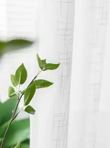 White Sheer Panel Curtain, Modern Polyester Light Filtering Privacy Sheer Curtain For Home - White - View 2