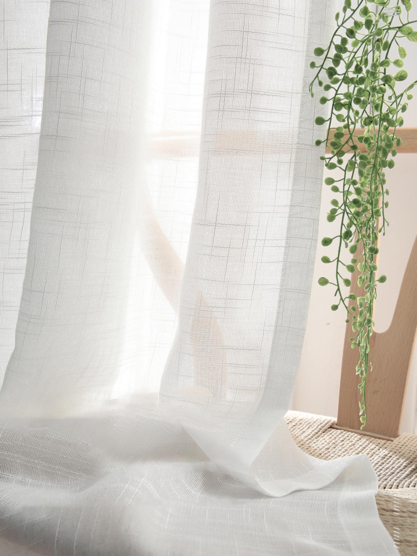 White Sheer Panel Curtain, Modern Polyester Light Filtering Privacy Sheer Curtain For Home - White - View 1