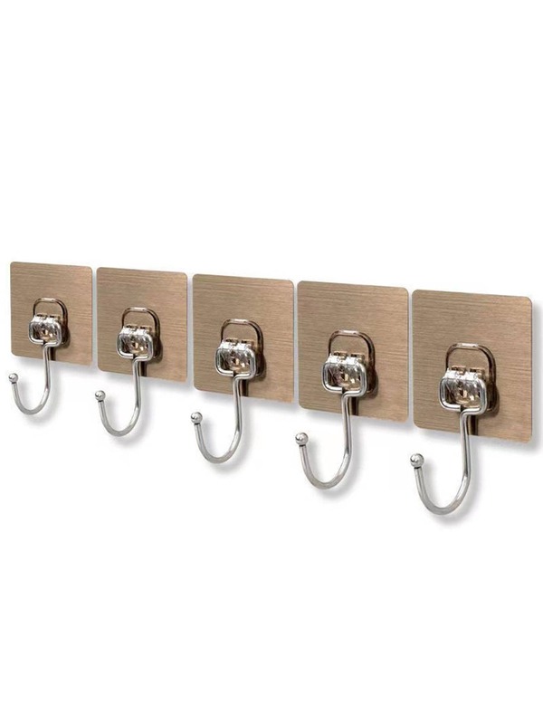 5pcs/set Iron Self-adhesive Hook, Modern Punch-free Wall Hook For Home
