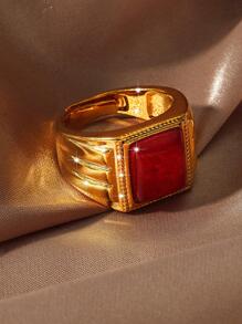 Regalo de la joyería del anillo unisex del diseño de la piedra preciosa 1 pieza (disponible en tres colores) para la decoración diaria - Rojo - Ver 2