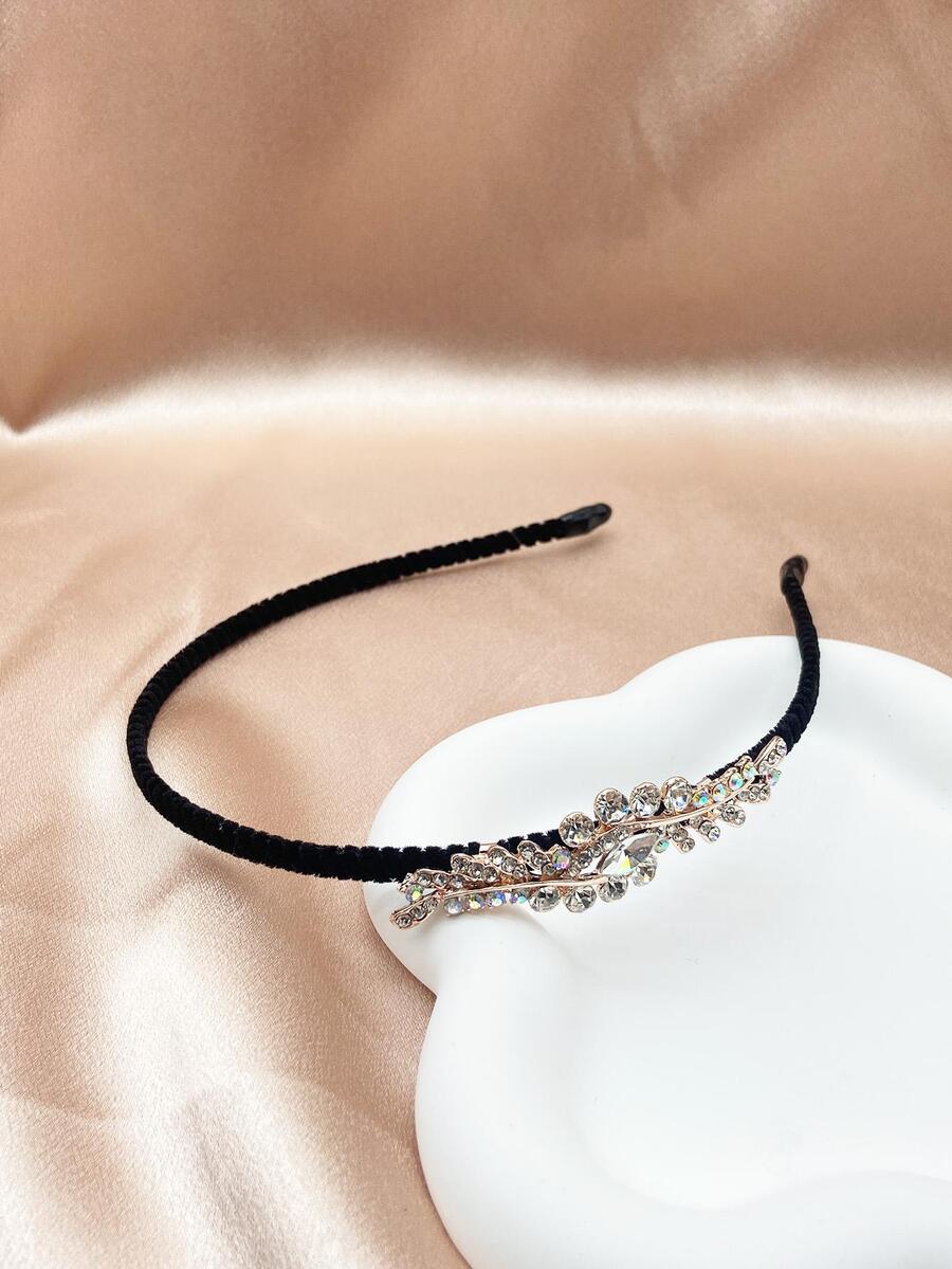 1入組女士水鑽樹葉裝飾時尚髮箍適用於頭髮裝飾用品