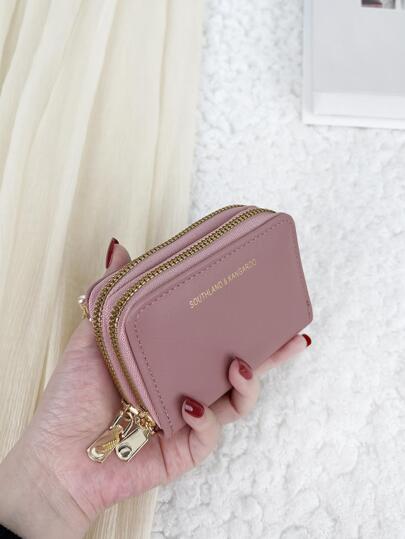 SOUTHLAND&KANGAROO 双拉链多功能零钱包 字母图形 多卡位卡片收纳盒 卡片收纳盒 学校用品 学校 宿舍 轻便便携卡位 身份证 白领阶层 女性 节日 周年 生日 礼品 配饰 礼品 礼物 教师礼品 热粉色休闲学校用品 教师礼品 返校 卡夹 钱包 名片夹 信用卡夹 女士 女士钱包 迷你钱包 钱包 卡包