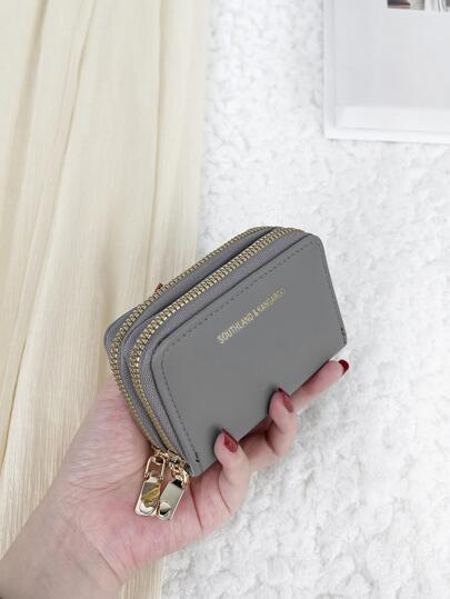 SOUTHLAND&KANGAROO Double Zipper Versatile Coin Wallet Letter Graphic Multi-Card Card Organizer For Storage Cards School Supplies For School Dorm Room Lightweight Portable Card ID Card White-Collar Workers For Female For Holiday For Anniversary For Birthday Gift Accessories Gift Present Gifts For Teachers School Supplies Teacher Gifts Back To School Card Holder Card Holder Wallet Business Card Holder Credit Card Holder Card Holder Women For Women Wallet Mini Wallet Purse Wallet Card Wallet