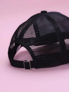 男士老虎頭刺繡透氣時尚網眼棒球帽適合夏天 - 黑色 - 查看 4