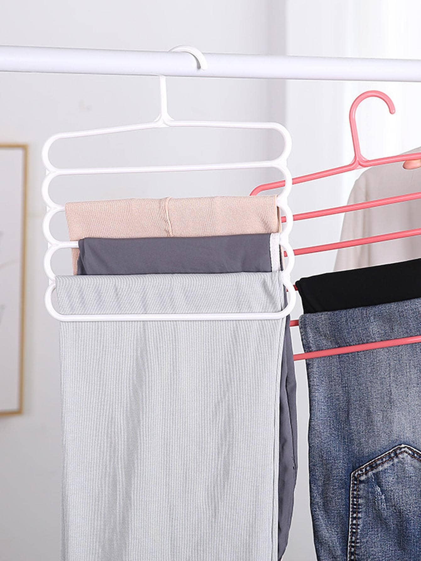 1入组塑料衣架家用極簡多格衣架 - 白色 - 查看 1