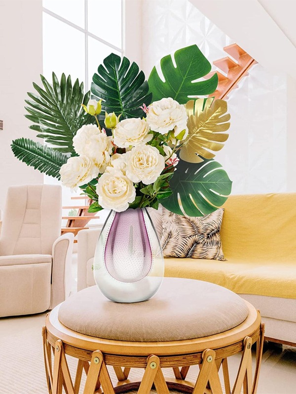 10pcs/set Plastic Artificial Plant, Cottagecore Artificial Leaf Branch For Home Decor