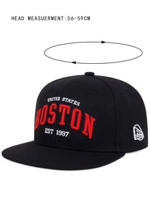 AR 1入組男士字母刺繡可調節時尚嘻哈帽春秋款 - 黑色 - 查看 4