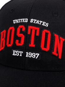 AR 1入組男士字母刺繡可調節時尚嘻哈帽春秋款 - 黑色 - 查看 5