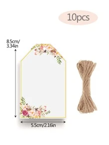 10pcs Floral Pattern Hanging Tags For Gifts, Weddings, Bridal Shower, Birthday Party Decor - Multicolor - View 4