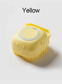 1 件装黄色柔软硅胶宠物刷，适用于狗和猫，狗毛按摩沐浴刷，带沐浴露分配器 - 黃色 - 查看 5