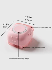 1 件装黄色柔软硅胶宠物刷，适用于狗和猫，狗毛按摩沐浴刷，带沐浴露分配器 - 黃色 - 查看 2