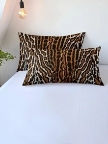 3 cái/bộ Bộ Chăn Ga Gối Họa Tiết Da Báo (1 Vỏ Chăn & 2 Vỏ Gối), Bộ Chăn Ga Gối Polyester Thời Trang Cho Tất Cả Các Mùa - Nhiều màu - Xem 2