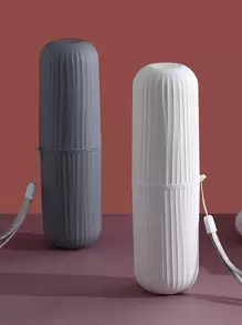 1pc Plastic Toothbrush Carrying Box, Minimalist Portable Toothbrush Box For Outdoor Travel - Multicolor - View 1