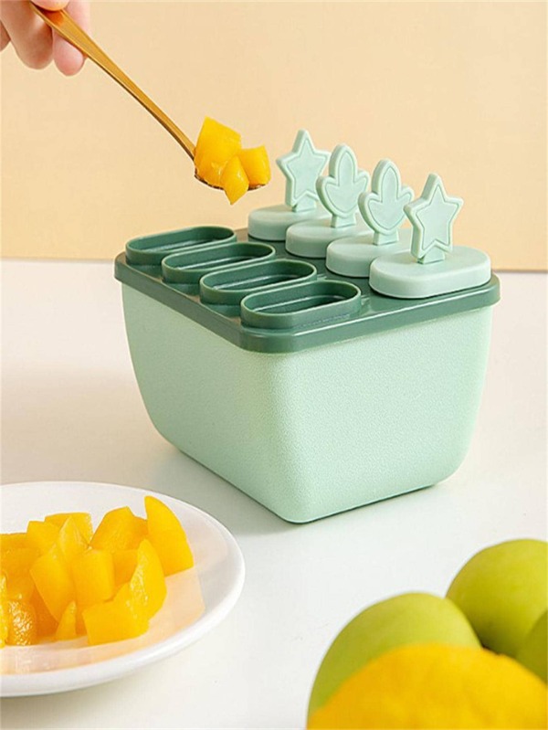 1pc Plastic Ice Pop Mould, Daily Green Multi-grid Popsicle Maker Mold For Kitchen