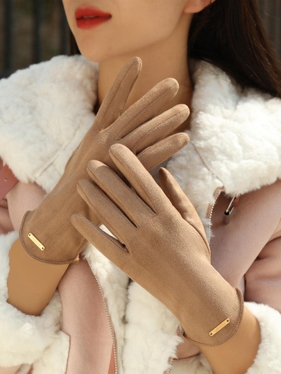 Women's Autumn/Winter Thermal Lined Warm Touchscreen Design Windproof Cold-Proof Gloves, One Size