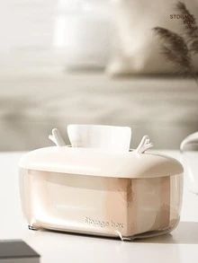 1pc ABS Tissue Storage Box, Funny Antler Decor Tissue Box Cover Holder For Home - Beige - View 4