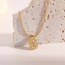 1 pièce Pour Homme Simple Carré En Acier Inoxydable Étoile Collier Avec Pendentif , Pour Bijou Cadeau Et Fête - Doré - Voir 1