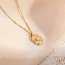 1 pièce Pour Homme Simple Carré En Acier Inoxydable Étoile Collier Avec Pendentif , Pour Bijou Cadeau Et Fête - Doré - Voir 2