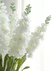 1 件白色飞燕草人造花长茎 32 英寸假飞燕草仿真丝植物散装花束适用于户外高花瓶家庭花园婚礼布置装饰、情人节、礼物 - 白色 - 查看 3