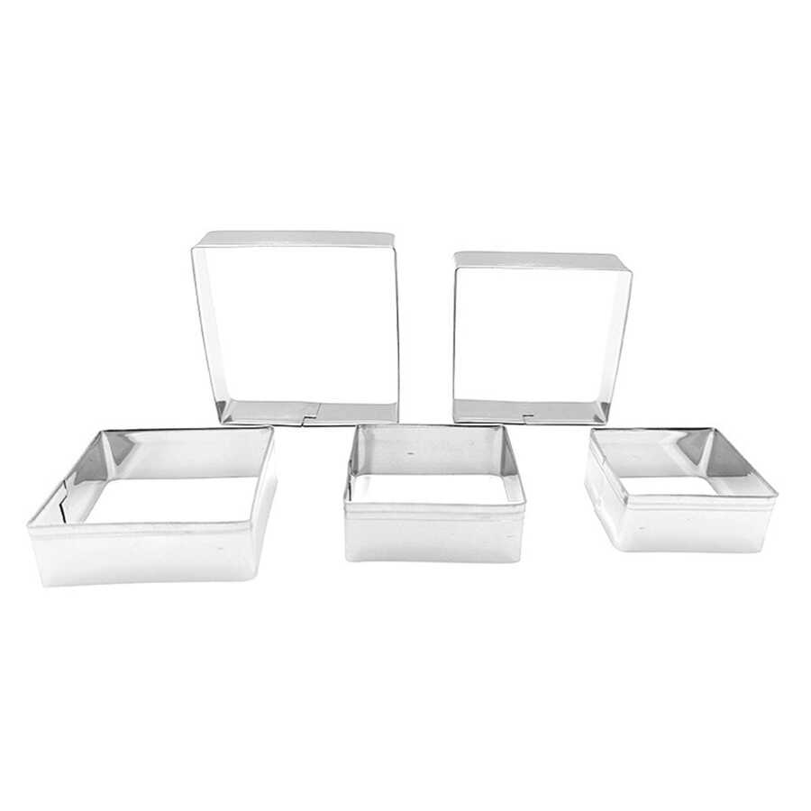 5pcs/set Stainless Steel Cookie Mold, Classic Square Design Cookie