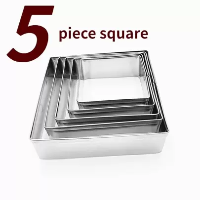 5pcs/set Stainless Steel Cookie Mold, Classic Square Design Cookie Cutter For Kitchen Baking
