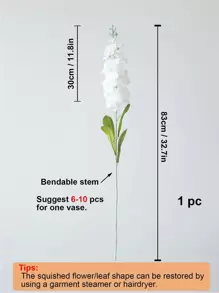 1 件白色飞燕草人造花长茎 32 英寸假飞燕草仿真丝植物散装花束适用于户外高花瓶家庭花园婚礼布置装饰、情人节、礼物 - 白色 - 查看 2