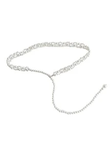 1 pieza Elegante cinturón de cadena con decoración de perlas de imitación para mujer, para verano, escuela, otoño, Halloween